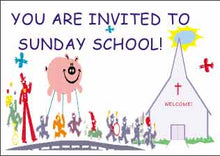 Load image into Gallery viewer, Christian Postcards for Sunday School  &quot;You are Invited!&quot;  $.19 each
