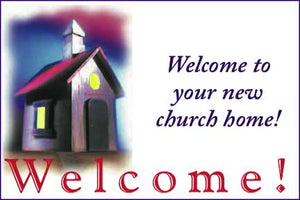 "Welcome to your new church home." Christian Postcards 19 cents each