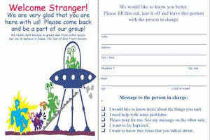 "Welcome Stranger!" Youth Welcome Cards 25 for $4.75 or  $.19 each