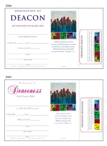 Deaconess Certificates  Church Certificates of Ordination $.89 each