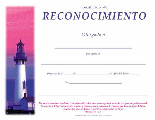 Certificados de Reconocimiento  .69 c/u