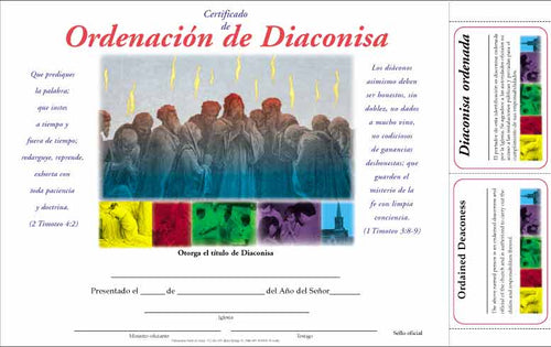 Ordenacion de Diaconisa cerficados iglesia $.89