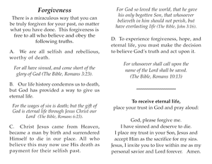Christian pamphlet "The Road to Forgiveness"  $.03 each